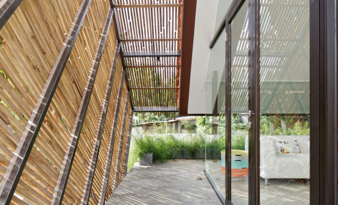 Wahana Architects, DeeRoemah house, natural ventilation, cross ventilation, Jakarta, green renovation, reused materials, skylight, natural light, shade structure, green architecture