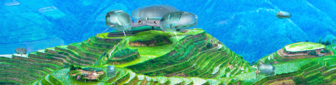 Driftscape by HOK, Driftscape by HOK in the Radical Innovation Awards, 2016 Radical Innovation Awards, futuristic hotel pod, floating hotel pod, floating hotels, drone technology hotel room,