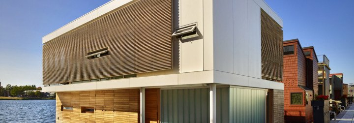 floating homes, Lake Union, floating residence, Seattle, Vandeventer + Carlander Architects, Dunn Floating Residence, green architecture, exotic wood, ceramic, natural light, waterfront, glass facade