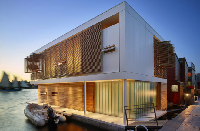 floating homes, Lake Union, floating residence, Seattle, Vandeventer + Carlander Architects, Dunn Floating Residence, green architecture, exotic wood, ceramic, natural light, waterfront, glass facade