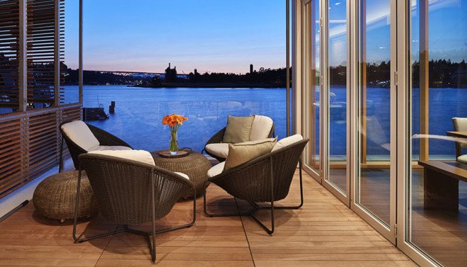 floating homes, Lake Union, floating residence, Seattle, Vandeventer + Carlander Architects, Dunn Floating Residence, green architecture, exotic wood, ceramic, natural light, waterfront, glass facade