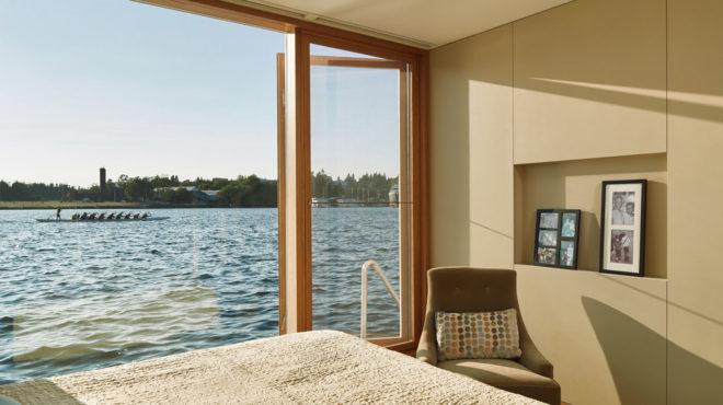floating homes, Lake Union, floating residence, Seattle, Vandeventer + Carlander Architects, Dunn Floating Residence, green architecture, exotic wood, ceramic, natural light, waterfront, glass facade