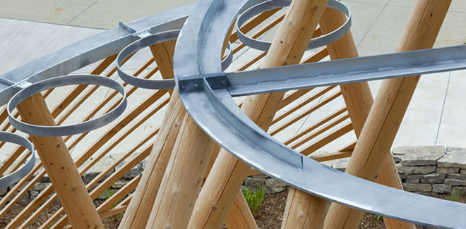 Hoop Dance Gathering Place, Mohawk College, Brook McIlroy, indigenous people, Canada, Aboriginal, open air pavilion, timber pavilion, green architecture, traditional construction techniques