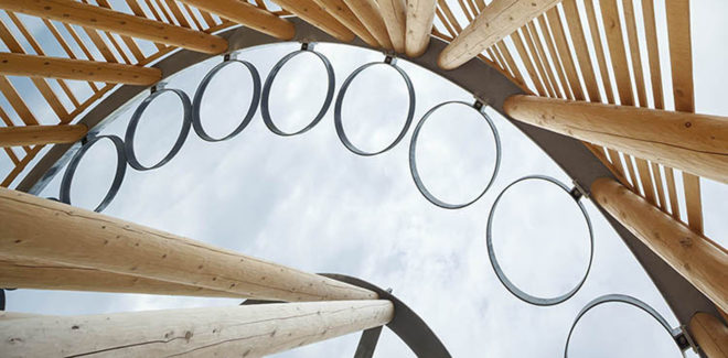 Hoop Dance Gathering Place, Mohawk College, Brook McIlroy, indigenous people, Canada, Aboriginal, open air pavilion, timber pavilion, green architecture, traditional construction techniques