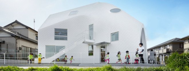 mad architects, japan, Okazaki, aichi prefecture, kindergarten, adaptive reuse, natural wood, renovation, japanese school, clover house