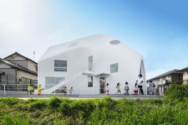 mad architects, japan, Okazaki, aichi prefecture, kindergarten, adaptive reuse, natural wood, renovation, japanese school, clover house