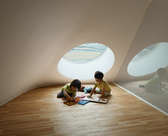 mad architects, japan, Okazaki, aichi prefecture, kindergarten, adaptive reuse, natural wood, renovation, japanese school, clover house