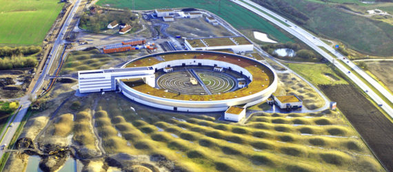 MAX IV laboratory landscape design by Snøhetta, wave land art, stormwater management in land art, Science City near Lund, MAX IV laboratory by Fojab