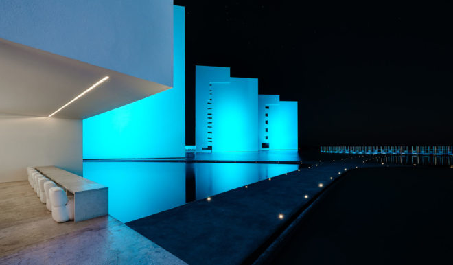 Mar Adentro Hotel, Nido restaurant, Mexico, floating architecture, Miguel Ángel Aragonés, minimalist design, minimalist furniture, walkways and ramps