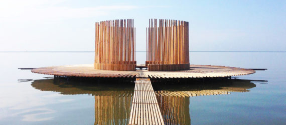 Marc van Vliet, sun observatory, Drie Streken, Dutch design, The Netherlands, Terschelling, Oerol Festival, rising tides, floating pavilion,