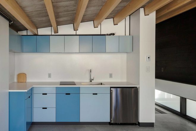 Measured Architecture, 90% recycled, Cloister House, Vancouver, playful elements, Japanese stone mason, Tamatsu Tongu, artist Fei Disbrow, weathering steel ladder, recycled bungalow