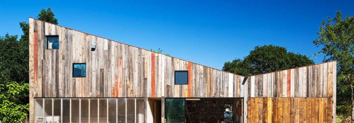 Mork-Ulnes Architects, recycled barn, recycled artist studio, Meier Road project, California, recycled wood, modern addition, free-range chicken, plants growing inside