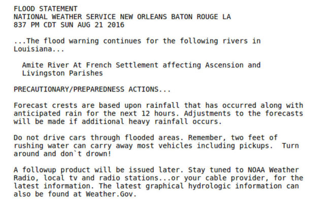 louisiana, baton rouge flood, flood, flooding, rainstorms, flash flood warning, national weather service, inland storms, worse natural disaster since hurricane sandy