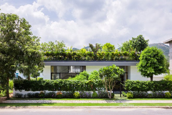 vietnam, Vo Trong Nghia Architects, nha trong, green roof, brick home, daylight, natural light, tile roof, landscape architecture