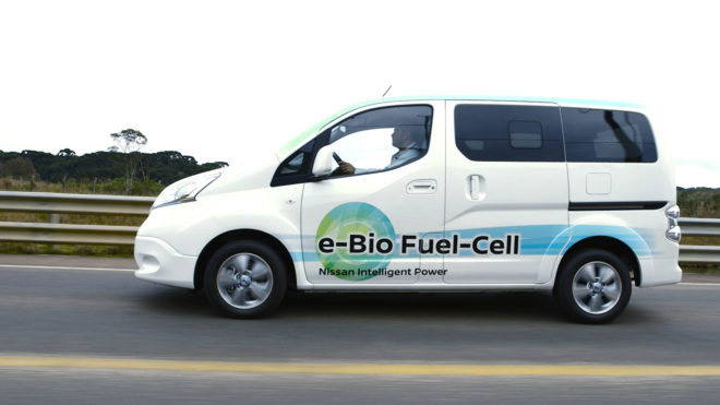 nissan, nissan e-Bio fuel cell prototype, fuel cell, fuel cell vehicle, nissan e-nv200, ethanol, ethanol-blended water, Rio 2016 Olympics, electric car, green car, electric motor