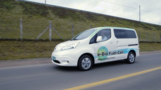 nissan, nissan e-Bio fuel cell prototype, fuel cell, fuel cell vehicle, nissan e-nv200, ethanol, ethanol-blended water, Rio 2016 Olympics, electric car, green car, electric motor