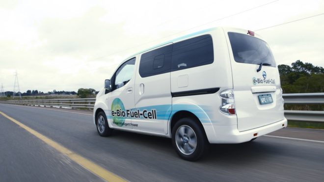 nissan, nissan e-Bio fuel cell prototype, fuel cell, fuel cell vehicle, nissan e-nv200, ethanol, ethanol-blended water, Rio 2016 Olympics, electric car, green car, electric motor