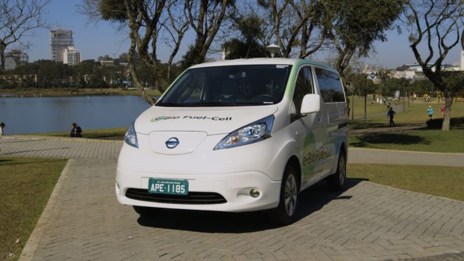 nissan, nissan e-Bio fuel cell prototype, fuel cell, fuel cell vehicle, nissan e-nv200, ethanol, ethanol-blended water, Rio 2016 Olympics, electric car, green car, electric motor