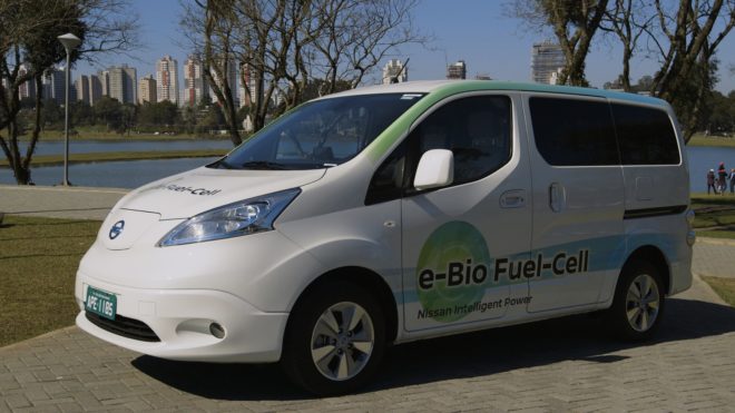 nissan, nissan e-Bio fuel cell prototype, fuel cell, fuel cell vehicle, nissan e-nv200, ethanol, ethanol-blended water, Rio 2016 Olympics, electric car, green car, electric motor