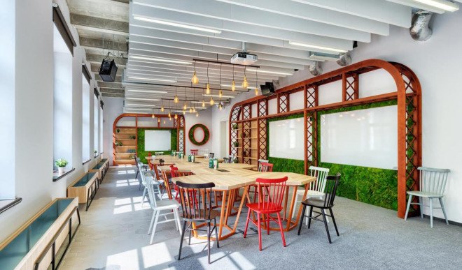 Opera Software headquarters, green headquarters, Poland, Mode:lina Architekci, office space, from recycled materials, green design, interior design, reused materials