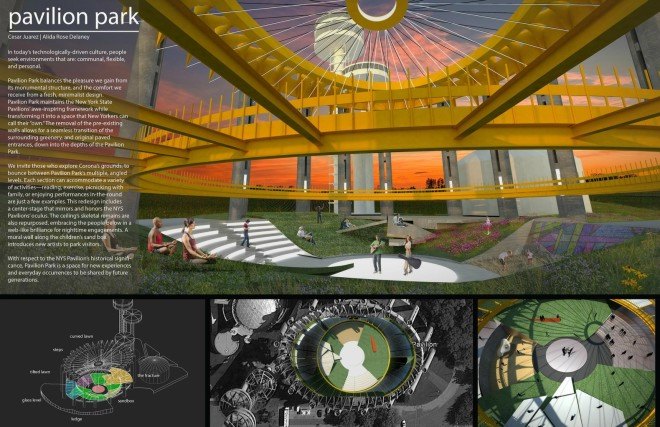 New York State Pavilion, Sarah Wan and Aidan Doylem, Hanging Meadow, Flushing fair site, giant greenhouse bubble, National Trust for Historic Preservation, nyc greenhouse, greenhouse design, urban design, urban gardening, urban farming, urban greenhouses, flushing meadows greenhouse