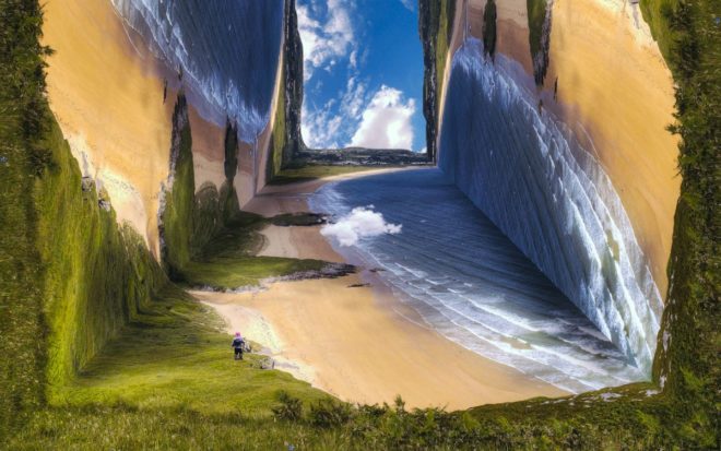 petey ulatan, digital art, cubic landscapes, cube shaped world, digital images, image editing, science fiction