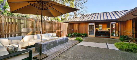 Glasshouse home maintenance, Glasshouse, mid-century house, green remodel, green renovation, Piedmont, LEED Platinum-certified house, LEED Platinum certification, recycled building materials, natural building materials, PV film, photovoltaic thin film, solar power, rainwater harvesting