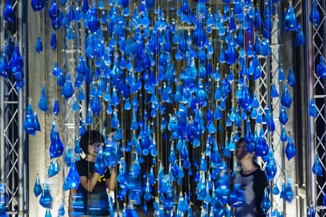 Rain Interactive in Kaohsiung by Luzinterruptus, Pier-2 Art Center and Luzinterruptus, Rain Interactive at Pier-2 Art Center, environmental art installation in Taiwan, condom art installation