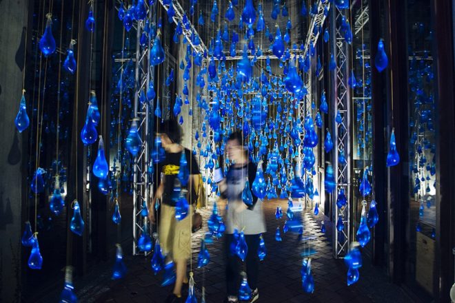 Rain Interactive in Kaohsiung by Luzinterruptus, Pier-2 Art Center and Luzinterruptus, Rain Interactive at Pier-2 Art Center, environmental art installation in Taiwan, condom art installation