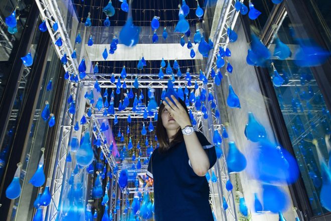 Rain Interactive in Kaohsiung by Luzinterruptus, Pier-2 Art Center and Luzinterruptus, Rain Interactive at Pier-2 Art Center, environmental art installation in Taiwan, condom art installation