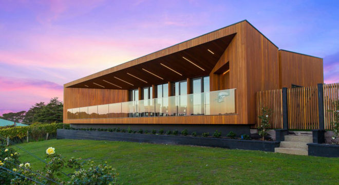 Red Hill Residence, Finnis Architects, vineyard, wine cellar, Australia, timber, steel, rammed earth, green architecture, glass balustrades, skylights, natural light