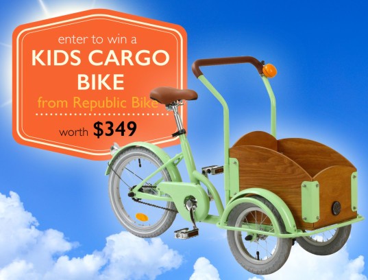republic bike, republic bike kids cargo bike, kids cargo bike, cargo bike for kids, mini cargo bike, bikes for kids, green kids, eco kids, cargo bike giveaway, win a kids cargo bike, kids cargo bike giveaway, win a republic bike, win a bike for back to school