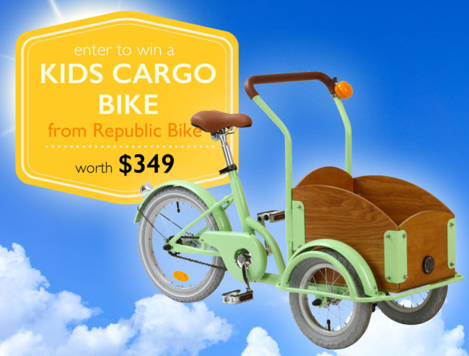 republic bike, republic bike kids cargo bike, kids cargo bike, kids bike, kids cargo trike, kids cargo tricycle, kids cargo bicycle, kids cargo bike, cargo bike for kids, mini cargo bike, bikes for kids, green kids, eco kids, cargo bike giveaway, win a kids cargo bike, kids cargo bike giveaway, win a republic bike, win a bike for back to school