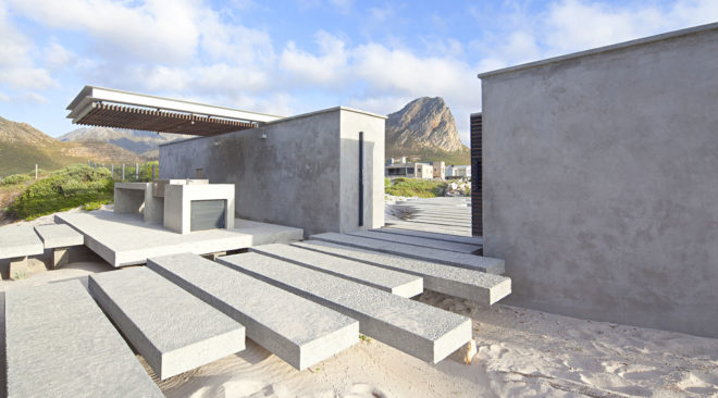 Rooiels Beach House, Elphick Proome Architects, seaside house, Cape Town, vacation house, South Africa, hydraulic shutters, hydraulic power, glass facade, timber shutters, hardwood, steel-framed building, natural light, green architecture