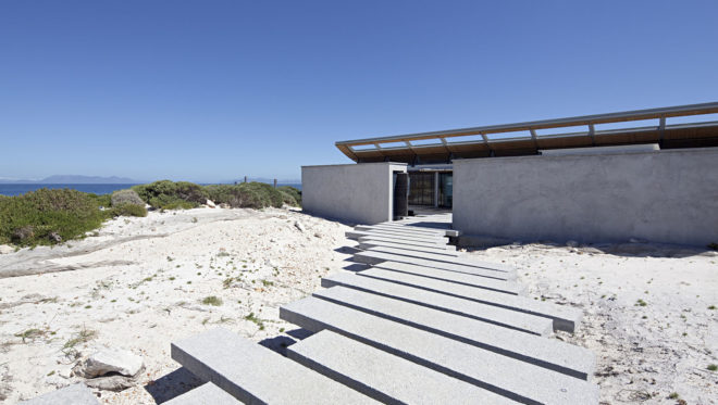 Rooiels Beach House, Elphick Proome Architects, seaside house, Cape Town, vacation house, South Africa, hydraulic shutters, hydraulic power, glass facade, timber shutters, hardwood, steel-framed building, natural light, green architecture