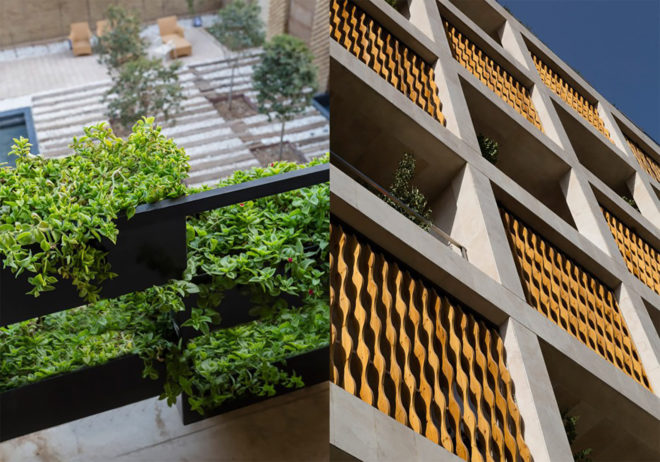 Saba Apartment by TDC Office, Saba Apartment in Tehran, Heravi Square Saba Apartment, green roofed building Tehran, drip irrigation using harvested rainwater