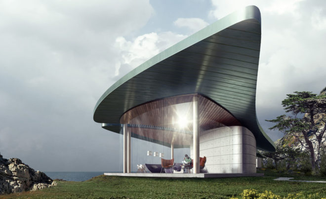 Sea Song residence, Big Sur, Form4 Architecture, net-zero energy, net-zero, xeriscaping, self-cleaning glass, pavilions, green architecture, rainwater harvesting