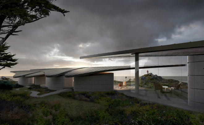 Sea Song residence, Big Sur, Form4 Architecture, net-zero energy, net-zero, xeriscaping, self-cleaning glass, pavilions, green architecture, rainwater harvesting