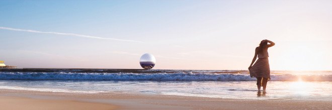 The Clear Orb, LAGI 2016: Santa Monica, Clear Orb Santa Monica, land art generator initiative competition, LAGI 2016, energy-generating orb, solar-powered orb, orb that makes clean drinking water, gleaming sphere Santa Monica