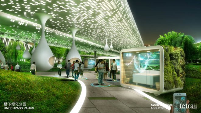 G107 Bao’an by Avoid Obvious and Tetra Architects & Partners, G107 Shenzhen redesign, Bao’an conceptual design, utopian Chinese city design, sustainable Shenzhen