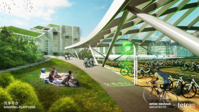 G107 Bao’an by Avoid Obvious and Tetra Architects & Partners, G107 Shenzhen redesign, Bao’an conceptual design, utopian Chinese city design, sustainable Shenzhen