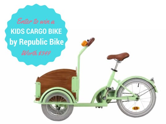 republic bike, republic bike kids cargo bike, kids cargo bike, cargo bike for kids, mini cargo bike, bikes for kids, green kids, eco kids, cargo bike giveaway, win a kids cargo bike, kids cargo bike giveaway, win a republic bike, win a bike for back to school
