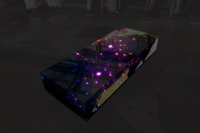 la table, alexandre chapelin, starry sea, starry sea table, resin table, resin furniture, led furniture, led lights