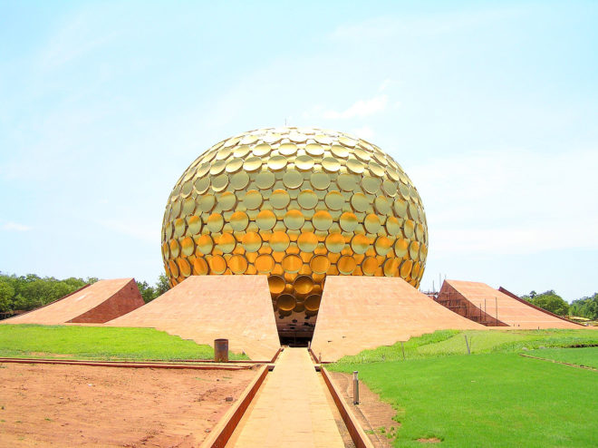 Auroville, India, Mirra Alfassa, Sri Aurobindo, utopia, Auroville architecture, Auroville design, community, international community