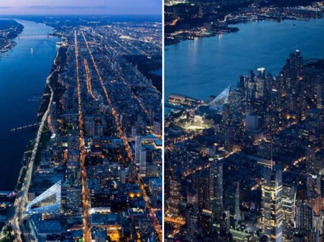 bjarke ingels group, bjarke ingels, big, via 57 west, via courtscraper, manhattan, courtyard garden, green space, luxury apartments, apartments, apartment living, view of hudson river, manhattan skyline