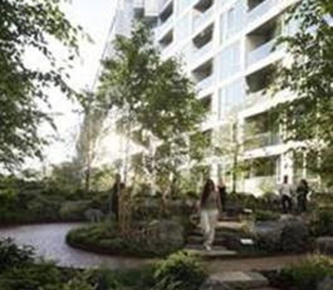 bjarke ingels group, bjarke ingels, big, via 57 west, via courtscraper, manhattan, courtyard garden, green space, luxury apartments, apartments, apartment living, view of hudson river, manhattan skyline