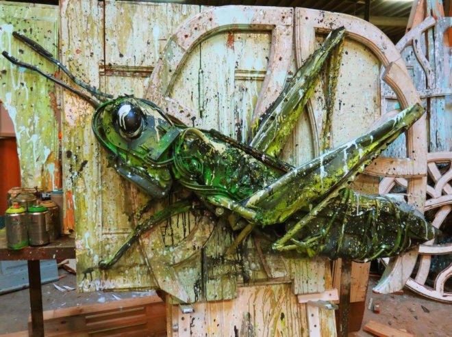 Big Trash Animal by Bordalo II, environmental street art, upcycled trash into animals, recycled trash animals, recycled trash animal art, animal trash art, environmental destruction expressed through art