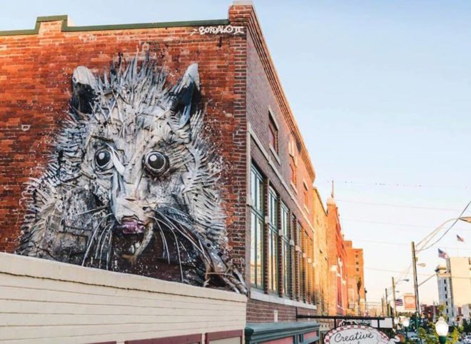 Big Trash Animal by Bordalo II, environmental street art, upcycled trash into animals, recycled trash animals, recycled trash animal art, animal trash art, environmental destruction expressed through art