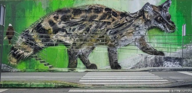 Big Trash Animal by Bordalo II, environmental street art, upcycled trash into animals, recycled trash animals, recycled trash animal art, animal trash art, environmental destruction expressed through art