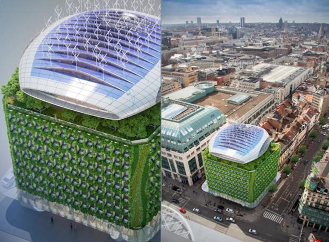 Botanic Center Bloom by Vincent Callebaut, Chrysalis Botanic Center, Botanic Center in Brussels, Chrysalis by Vincent Callebaut, Metamorphosis by Vincent Callebaut, solar-powered renovation